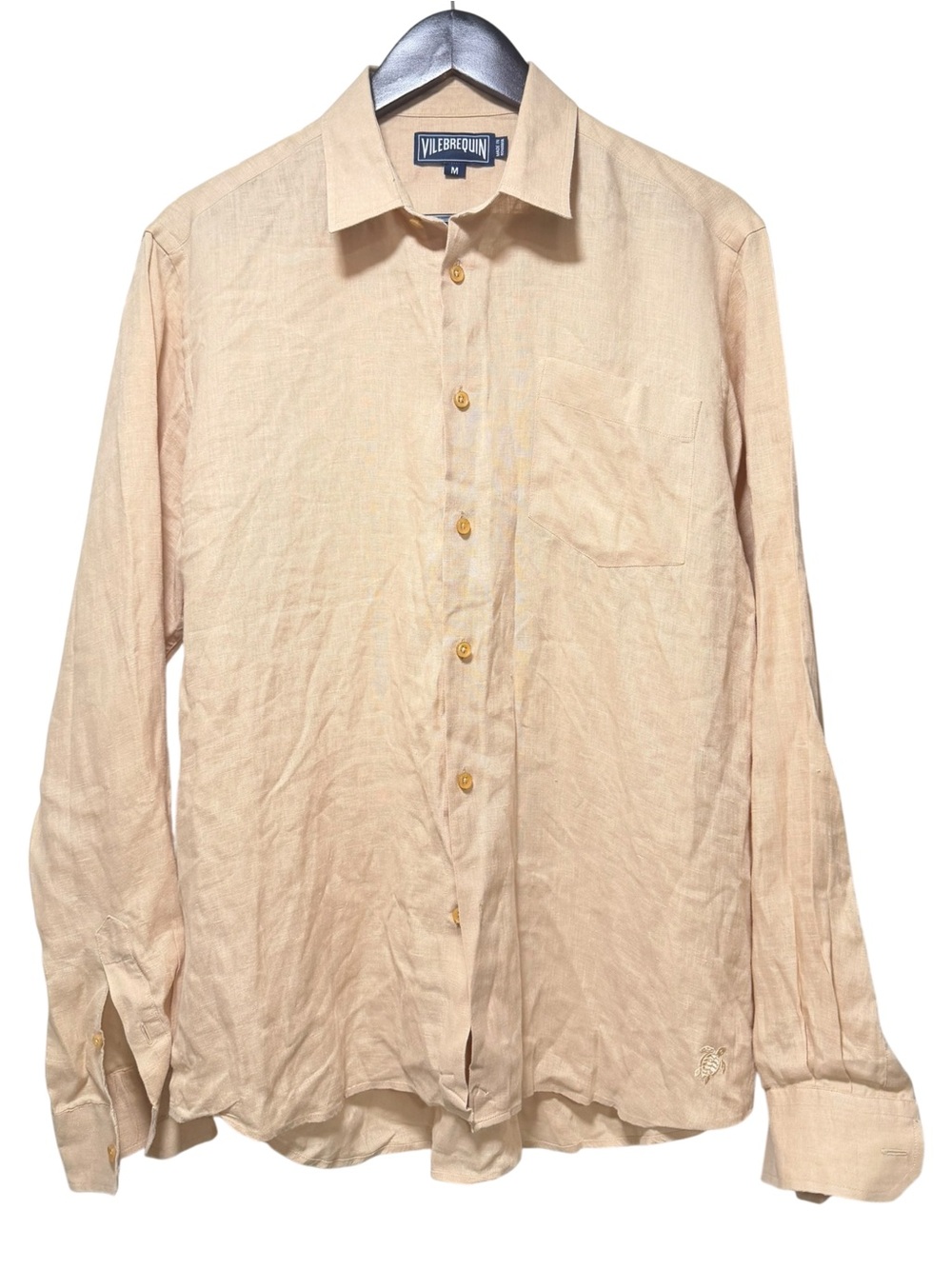 Vilebrequin Men's Cream Linen Button-Up Shirt Size Medium
